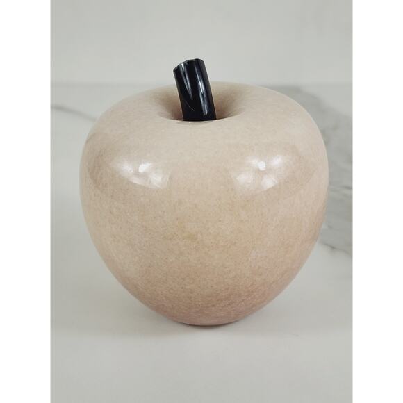 Paperweight Marble Stone Carved Apple Polish 3 1/2" Crowning Touch 80s Vintage - Picture 2 of 14